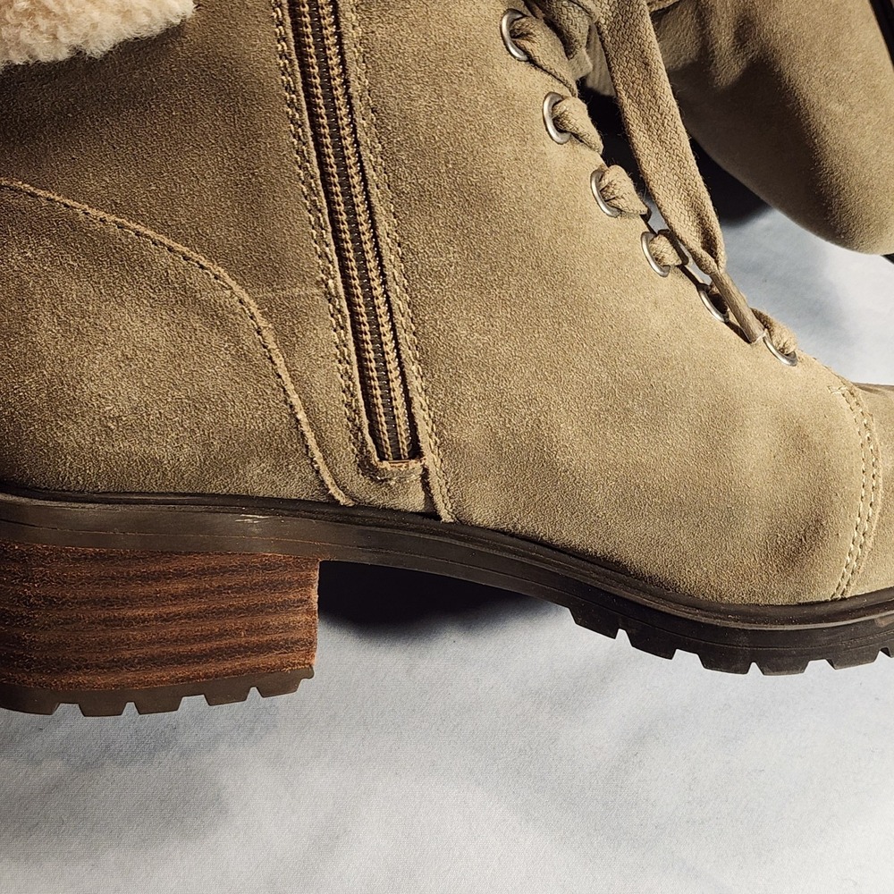 Lucky Brand Womens Jacenia Suede Boots Side Zip Shearling (greenish) Size 6.5 M - Picture 9 of 11